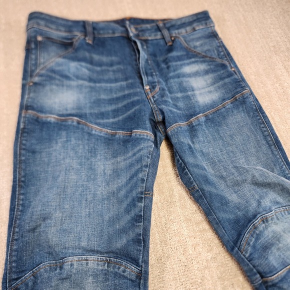 G Star Raw Jeans Men 34x32 5620 3D Slim Fit Double Knee Moto Stretch Denim Blue - Picture 4 of 16